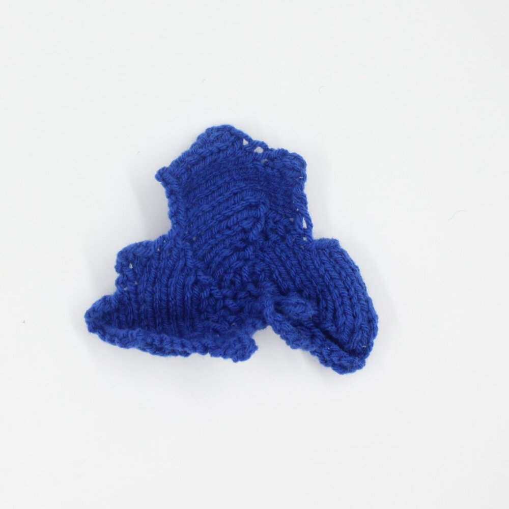 Handmade Hand Knit Royal Blue Maple Leaf Sew-on Appliqué